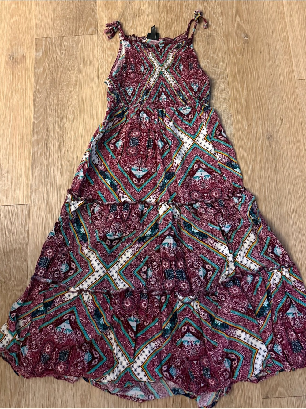 Art Class Girl's Size 4/5 Maxi 100% Rayon  Dress in Burgundy Print